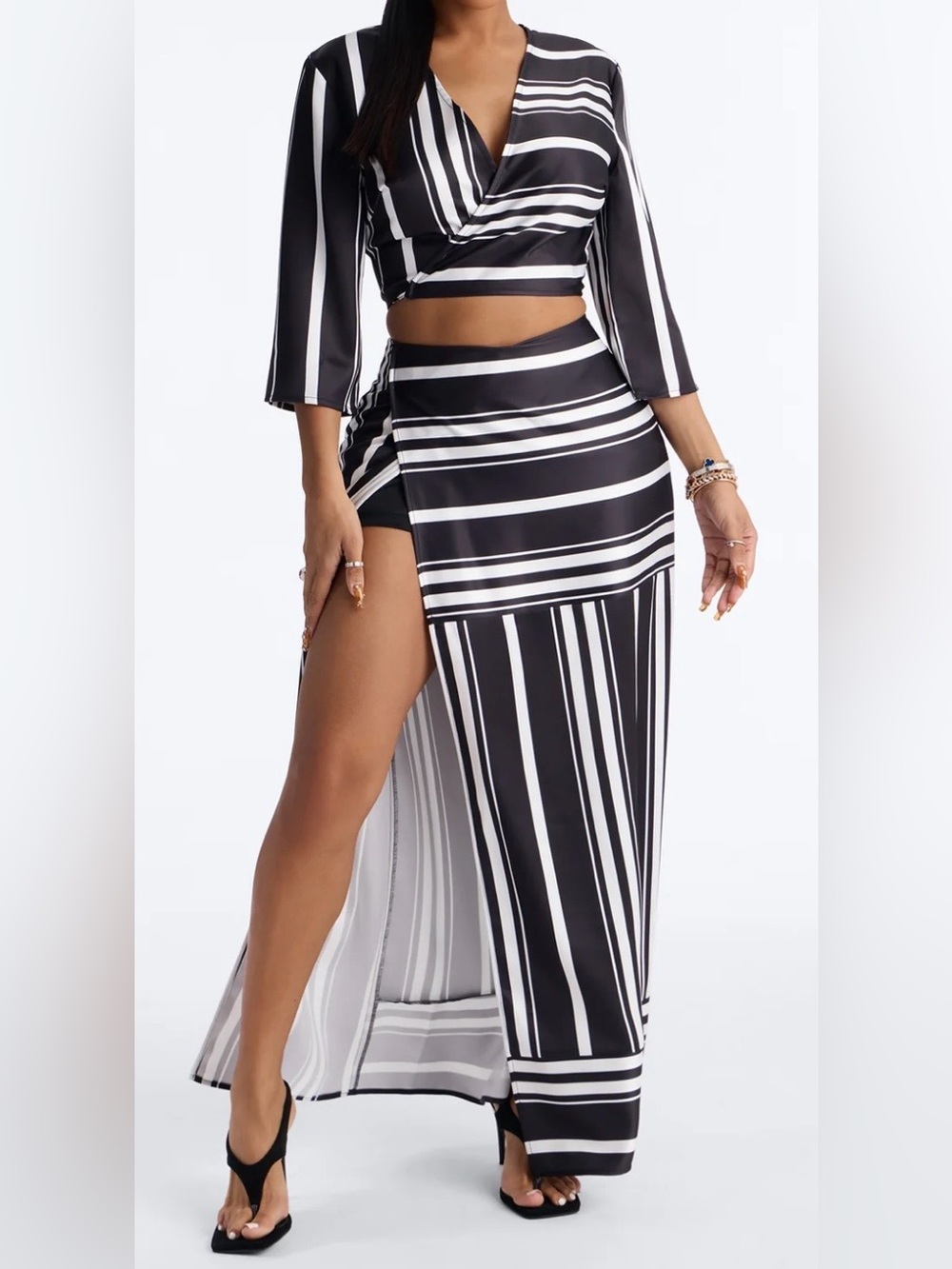 Black and White Striped 2PC Set